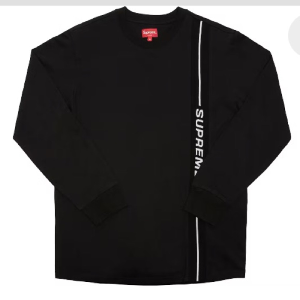 Supreme Black Vertical Logo Long Sleeve